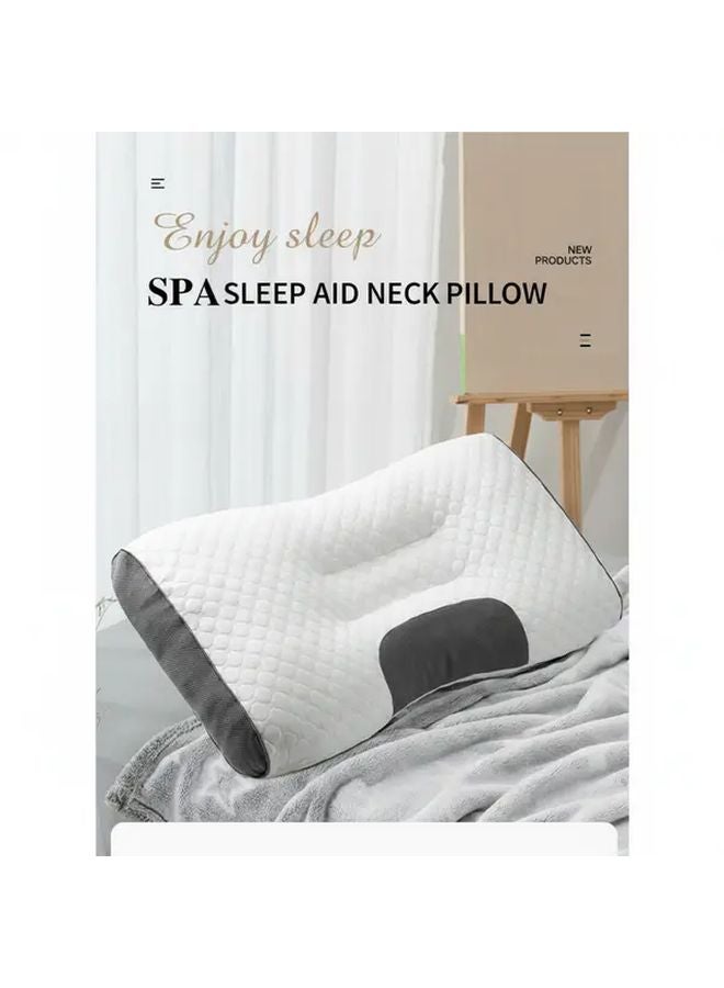 White Cervical Pillow Ergonomic Support For Sleeping Spinal Alignment Removable Washable Cover - Image 2